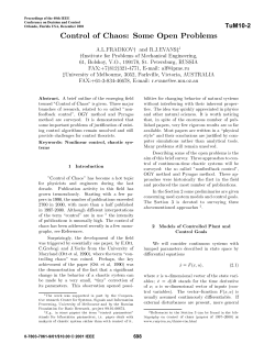 Control of Chaos: Some Open Problems (I)