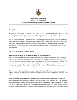Land Valuation and Tax Amendment Act 2015 Synopsis