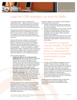 Large firm CSR strategies can work for SMEs