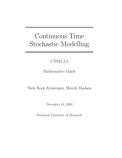Continuous Time Stochastic Modelling