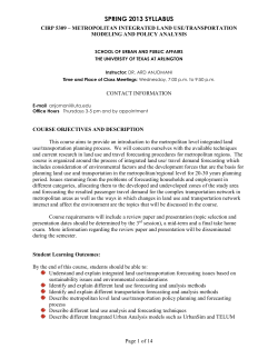 SPRING 2013 SYLLABUS CIRP 5309 &ndash; METROPOLITAN