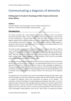 Communicating a diagnosis of Dementia