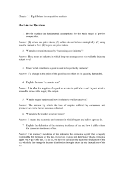 Chapter 11: Equilibrium in competitive markets Short Answer
