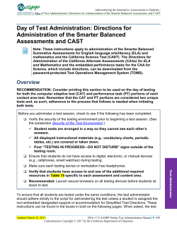 Directions for Administration of the Smarter Balanced Online