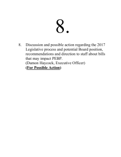 8. Discussion and possible action regarding the 2017