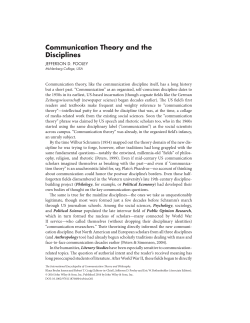 Communication Theory in the Disciplines