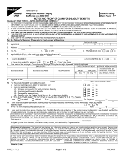 NOTICE AND PROOF OF CLAIM FOR DISABILTY BENEFITS