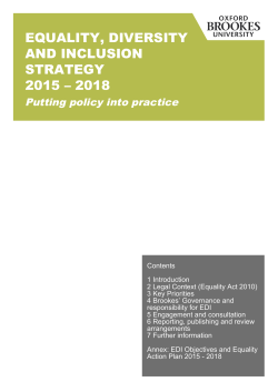 EQUALITY, DIVERSITY AND INCLUSION STRATEGY 2015 &ndash; 2018