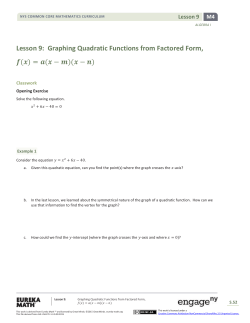 Algebra I Module 4, Topic A, Lesson 9: Student Version