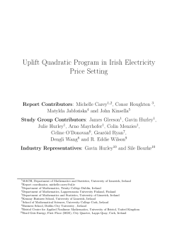 Uplift Quadratic Program in Irish Electricity Price Setting