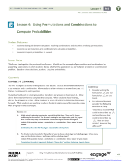 Lesson 4: Using Permutations and Combinations to