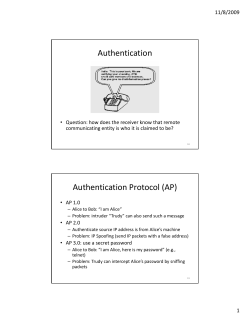 Authentication Authentication Protocol (AP)