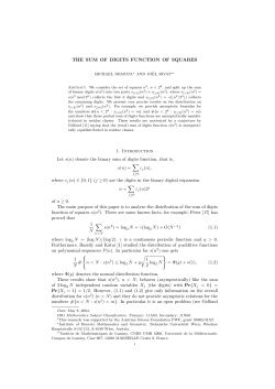 THE SUM OF DIGITS FUNCTION OF SQUARES 1. Introduction Let s