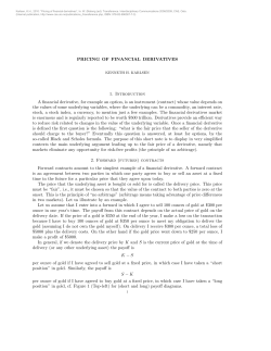 Pricing of financial derivatives
