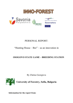 National Game Breeding Station &ldquo;Osogovo&rdquo; is named as the