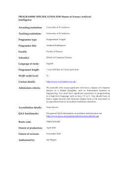 PROGRAMME SPECIFICATION FOR Master of Science Artificial