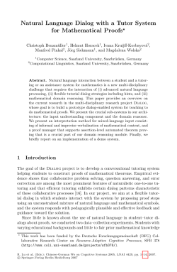 Natural Language Dialog with a Tutor System for Mathematical Proofs