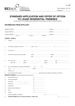 standard application and offer of option to lease residential premises