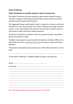 States of Alderney Public Consultation on possible changes to