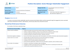 Position Description: Senior Manager Stakeholder