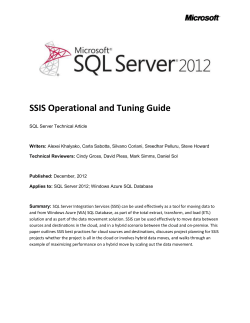 SSIS Operational and Tuning Guide - Center