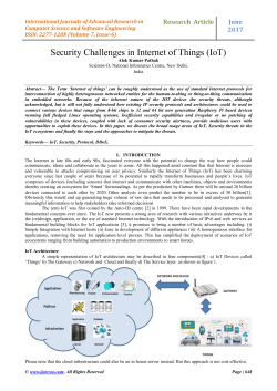 Security Challenges in Internet of Things (IoT)
