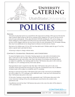 Catering Menu 2016 - USU Catering