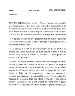 Evidence III Unit - Department Of Law,University Of Kashmir