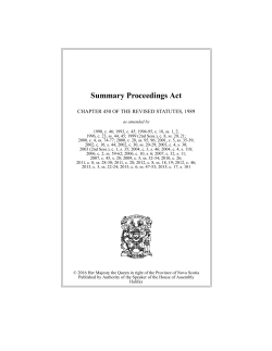 Summary Proceedings Act - The Nova Scotia Legislature