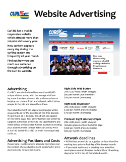 Advertising Advertising Positions and Costs Artwork deadlines