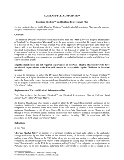 PARKLAND FUEL CORPORATION Premium Dividend&trade; and