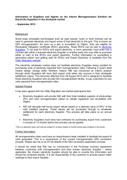 Information to Suppliers and Agents on the Interim Microgeneration