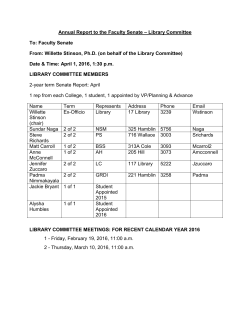 From: Willette Stinson, Ph.D. (on behalf of the Library Committee)