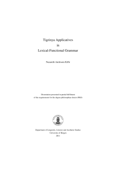 Tigrinya Applicatives in Lexical-Functional Grammar - (BORA)