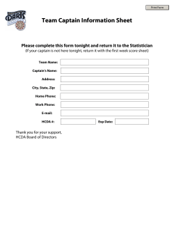 Team Captain Information Sheet