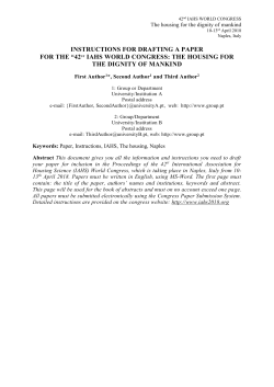 IAHS 2016 World Congress Template