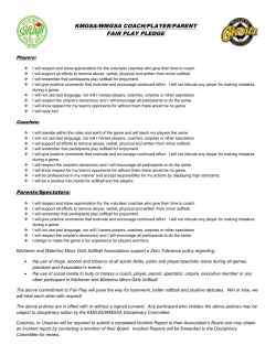 KMGSA/WMGSA COACH/PLAYER/PARENT FAIR PLAY PLEDGE