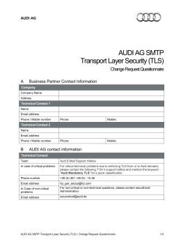 Audi SMTP TLS Change Request