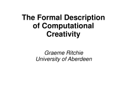 The Formal Description of Computational Creativity
