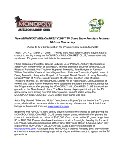 New MONOPOLY MILLIONAIRES` CLUB&trade; TV Game Show