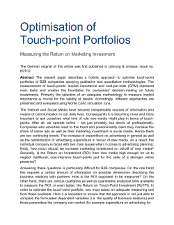 Optimisation of Touch-point Portfolios