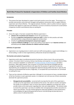 North West Protocol for Standards in Supervision of Children and