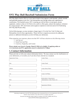 SNY Play Ball Baseball Submission Form