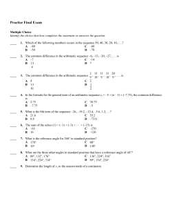 Precalc20 Practice Final Exam - Hubic-Math