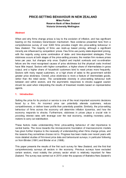 PRICE-SETTING BEHAVIOUR IN NEW ZEALAND