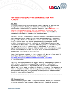 FOR USE IN PRE-QUALIFYING COMMUNICATION WITH PLAYERS