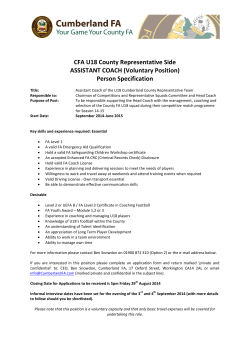 CFA U18 County Representative Side ASSISTANT COACH