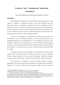 Is there a &ldquo;new&rdquo; &ldquo;mainstream&rdquo; behavioral economics?