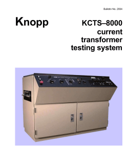 Bulletin No. 2004 Knopp KCTS–8000 current transformer testing