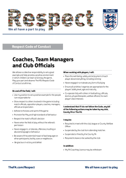 Coaches, Team Managers and Club Officials